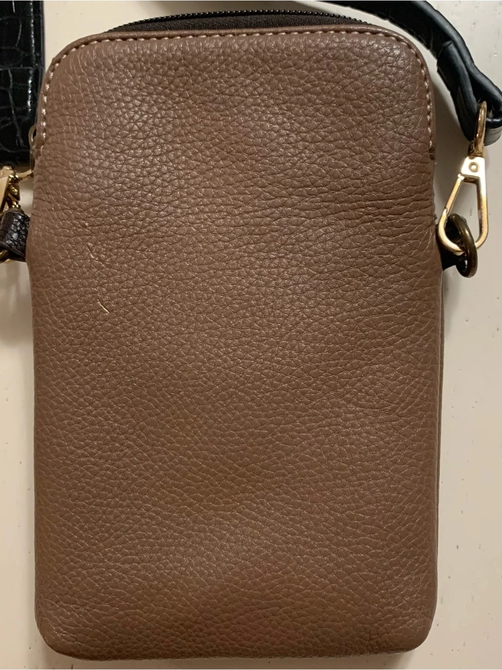 Chala Brown Cat Applique Crossbody Phone Pouch